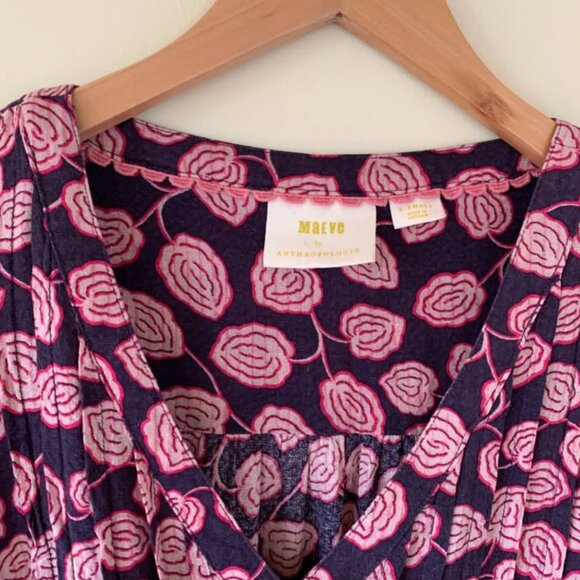 Maeve Anthropologie Purple Long Sleeve Blouse Purple Extra Small Boho - Picture 2 of 3